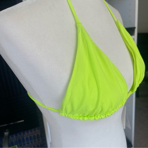 NWT Good American Neon Electric lime green tiny ties bikini swim suit top XXL - Picture 6 of 7